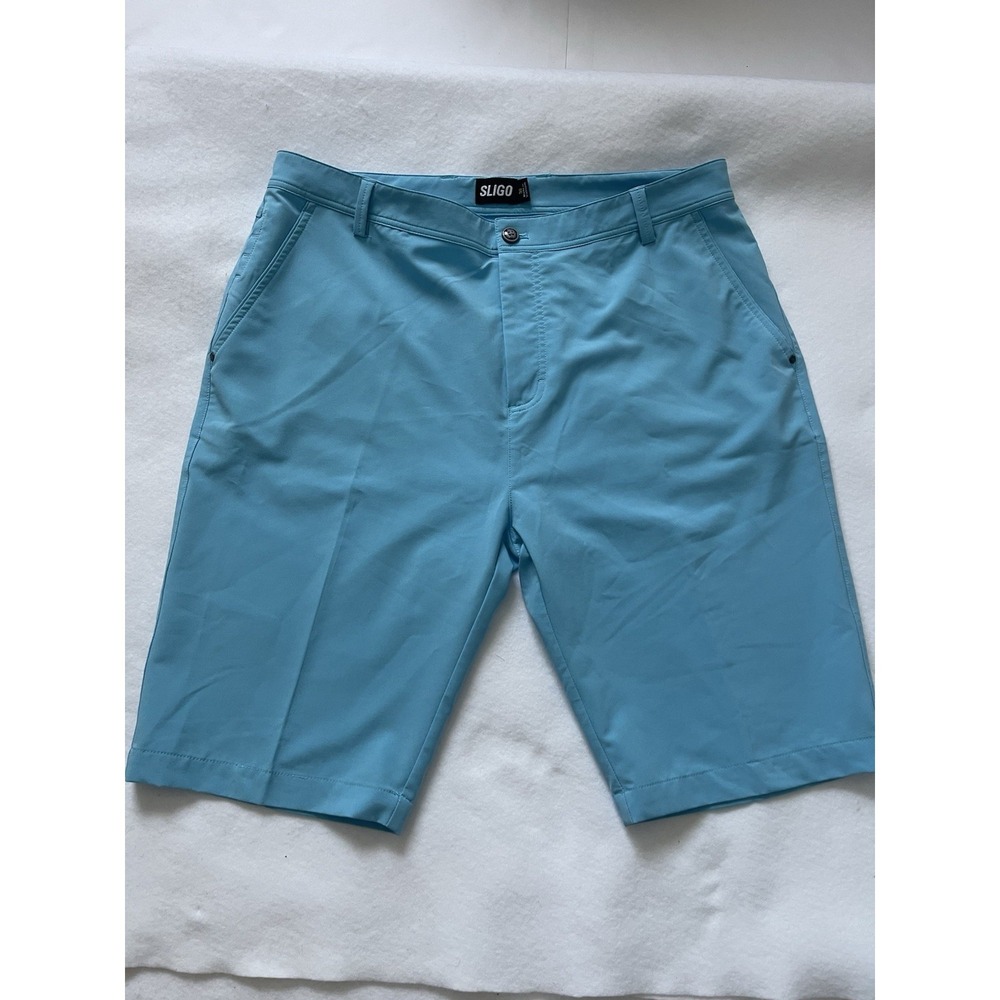 Sligo Men's Golf/Walk/Casual Shorts Size 36 Blue Polyester Blend Flat Front‎